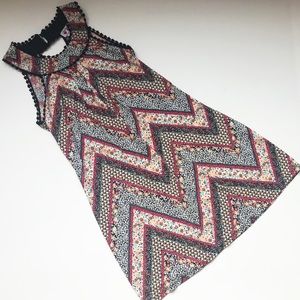 THREE PINK HEARTS print halter summer dress